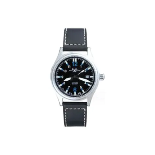 Шар Автоматический Механический Часы Мужские Часы 43 мм Черный Циферблат Корпус из Нержавеющей Стали Ремешок из Коровьей Кожи