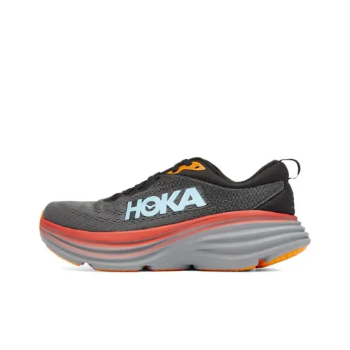 HOKA ONE ONE Bondi 8 Амортизаторы Slip-resistant и устойчивые к истиранию Низкий топ Повседневные беговые кроссовки Мужские Черный и оранжевый