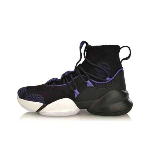 Подкладка Power 5 PLAYOFF Амортизаторы Shock Resistant Противоскользящие Устойчивые к истиранию Высокий Топ Баскетбольные кроссовки Мужские Черные Фиолетовые