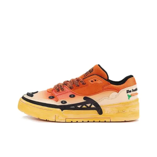 Disney x LiNing 001 BTC Zootopia Коллекция Противоскользящие устойчивые к истиранию Низкие скейтбордические кроссовки Мужские Оранжевые
