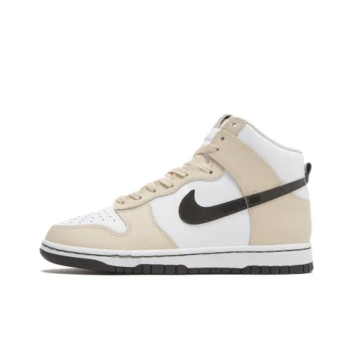 Nike Dunk High Slip Resistant Амортизация Abrasion Resistant Высокий Топ Скейтбординг Кроссовки Женские Белые Коричневый