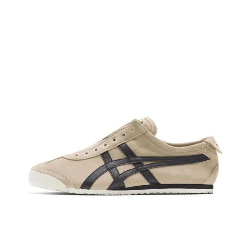 Onitsuka Tiger MEXICO 66 Slip-On Противоскользящий Устойчивый к истиранию Низкий Топ Casual Унисекс Бежевый Черный