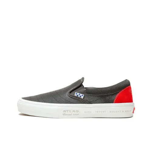Atlas X Vans Skate Slip-On Low Top Скейтбординг Кроссовки Унисекс Черный Белый Красный