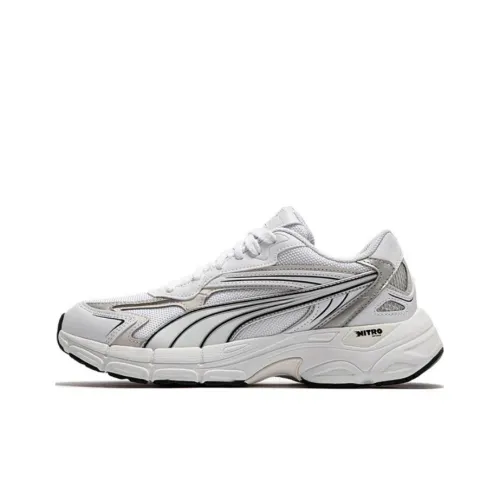 PUMA Teveris Nitro Slip-Resistant Abrasion-Resistant Low Top Casual Running Shoes Unisex White Gray PUMA Teveris Nitro Противоскользящий устойчивый к истиранию низкий топ повседневная обувь для бега унисекс белый серый