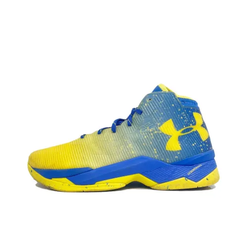 Under Armour Curry 2,5 Warriors Nation Противоскользящие Устойчивые к истиранию MID Баскетбольные кроссовки Мужские Желто-синие