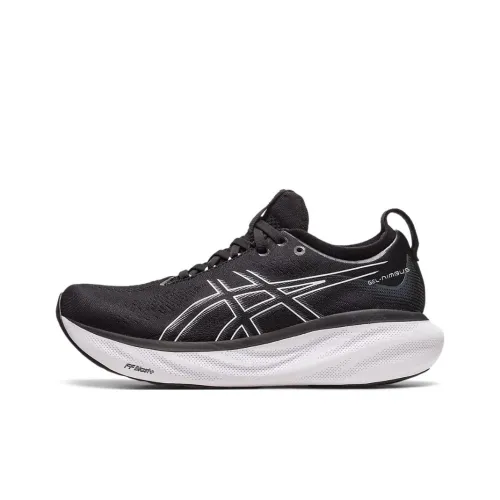 Asics Gel Nimbus 25 Low Top Марафон Беговые кроссовки Женские Черный Белый