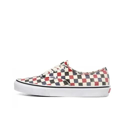 VANS Authentic Series Low Топ Скейтборд Кроссовки Унисекс Черный Красный Шахматный Узор