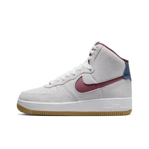 Nike Air FORCE 1 Sculpt 'GREY Замша' Высокие Кроссовки для скейтбординга Женские Серый Красный