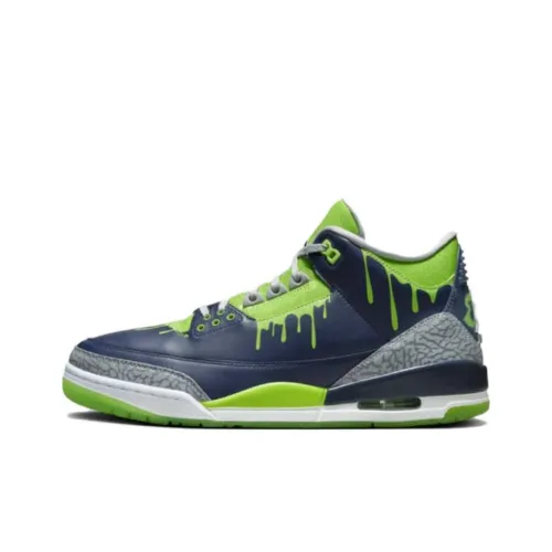 Doernbecher Freestyle x Jordan Air Jordan 3 MID Топ Винтажные Баскетбольные Кроссовки Унисекс Синий Зеленый