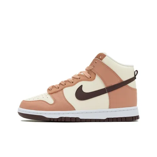 Nike Dunk High Slip-Resistant High Top Скейтборд Кроссовки Женские Бежевый Коричневый