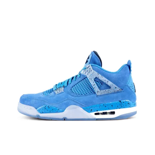 UNC x Jordan Air Jordan 4 Retro Устойчивый к истиранию MID Топ Винтажные баскетбольные кроссовки Мужской Синий