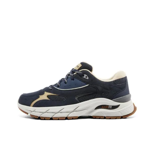 Skechers Arch Fit Амортизация Износостойкий Низкий Топ Casual Мужской Морской Синий