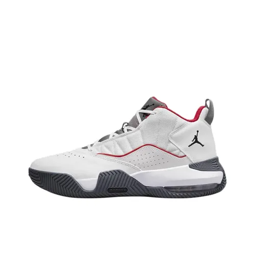 Джордан Stay Loyal Шокаблоки Slip-resistant MID Топ Винтажные баскетбольные кроссовки Мужской Серый Белый