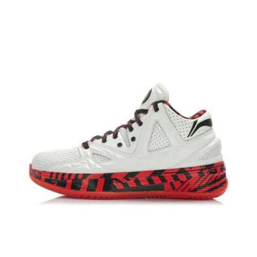 LiNing WOW 2 Противоскользящие амортизаторы MID Топ Баскетбольные кроссовки Мужские Красный Черный Белый