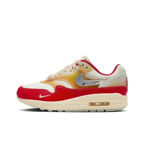 Nike Air Max 1 Амортизация Низкий Топ Беговые кроссовки Женские Белый Красный