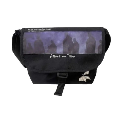 Manhattan Portage Attack on Titan Коллаборация Nylon Messenger Bag Сумки через плечо Сумка на плечо Унисекс Черный и Фиолетовый