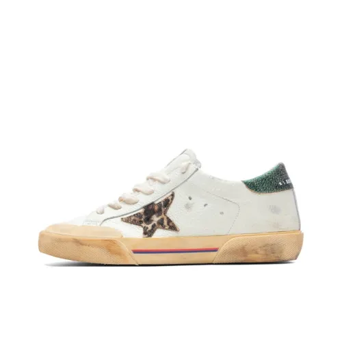 Golden Goose Супер Звезда Low Топ Стильные Скейтбординги Женские Белые Зеленые Потертые