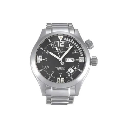 Шар Автоматический Механический Механизм Мужские Часы Часы 48 мм Черный Циферблат Корпус из Нержавеющей Стали Ремешок из Нержавеющей Стали