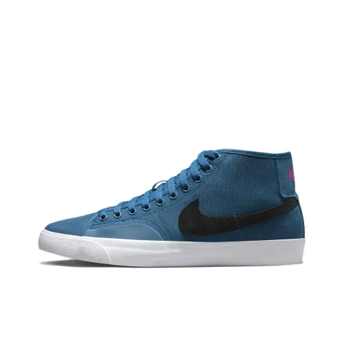Nike SB Blazer Court SB Blazer Court MID Премиум Нескользящий Легкий MID Топ Скейтборд Кроссовки Унисекс Синий Черный