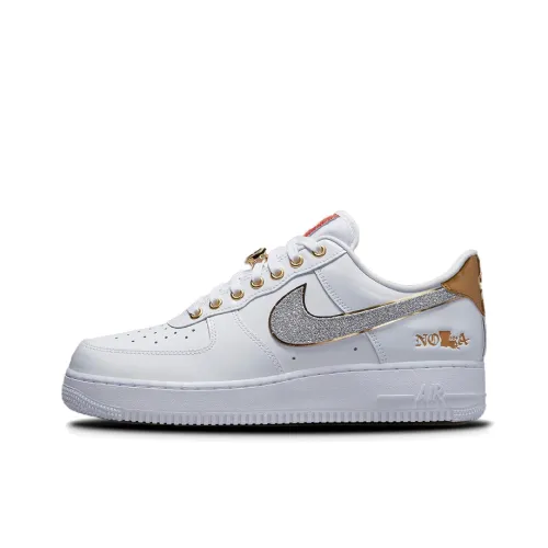 Nike Air Force 1 Nola Slip-resistant Амортизация Устойчивость к истиранию Низкий топ Скейтбординг Мужской Белый Золото