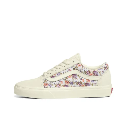 Vans Old Skool Collection Винтаж Цветочный Низкий Топ Скейтборд Кроссовки Унисекс Белый Фиолетовый