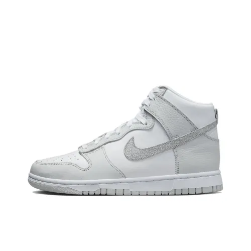 nike Dunk 'Серебряный Swoosh' Slip-resistant Abrasion-resistant High Top Skateboard Shoes Women's Gray White nike Dunk 'Серебряный Swoosh' Slip-resistant Abrasion-resistant Высокие Кроссовки для скейтбординга Женские Серый Белый