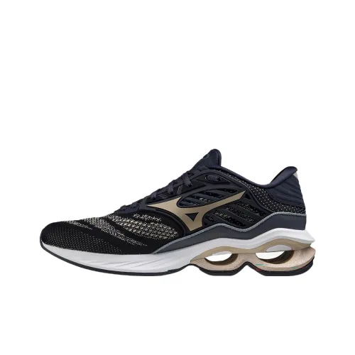 Mizuno Creation 23 Slip-Resistant Abrasion-Resistant Breathable Low-Top Carbon Plate Running Shoes Men's Black Gold Мицубо Creation 23 Противоскользящий Устойчивый к износу Дышащий Низкий Топ Карбоновая Плита Беговые Кроссовки Мужские Черный Золото