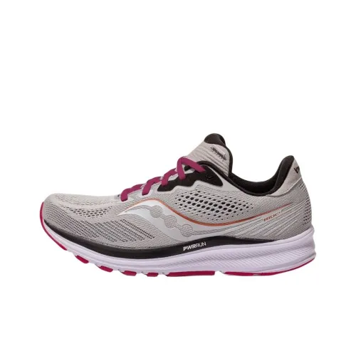 Saucony Ride Yutu 14 Противоскользящие Устойчивые к истиранию Низкий Топ Беговые кроссовки Женские Серый Розовый Широкий Женские