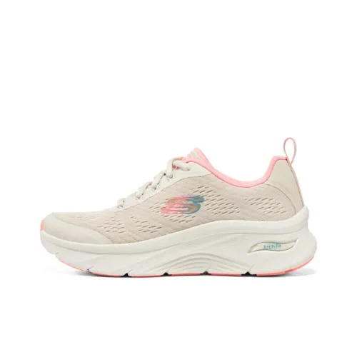 Skechers ARCH FIT D'LUX Низкие Беговые Кроссовки Женские Бежево-Розовые