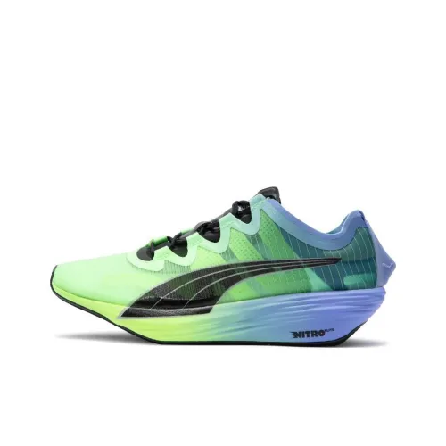 PUMA Fast FWD Nitro Slip-resistant Abrasion-resistant Low Top Marathon Running Shoes Women's Blue Green PUMA Fast FWD Nitro Противоскользящие Аbrasion-resistant Низкий Топ Марафон Беговые Кроссовки Женские Синий Зеленый
