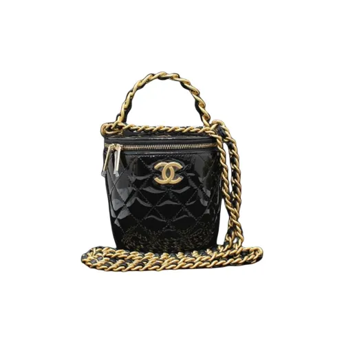CHANEL Лакированная кожа Сумка-ведро Сумка Сумка через плечо Сумка через плечо Женская Черная