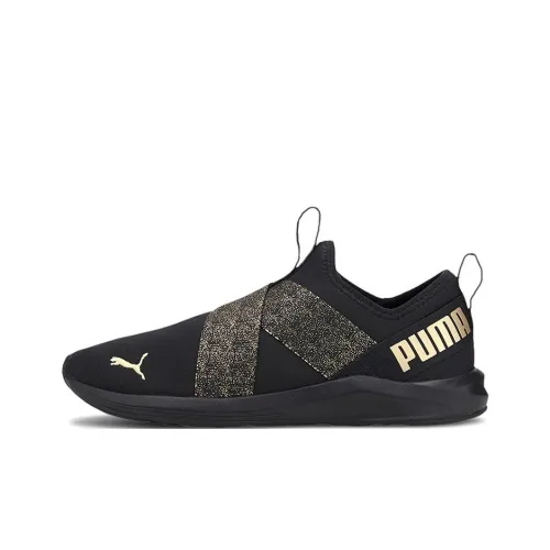 PUMA Prowl Slip-On Металлик Амортизация Устойчивый к истиранию Легкий Низкий Топ Повседневная обувь Женская Черный Золото