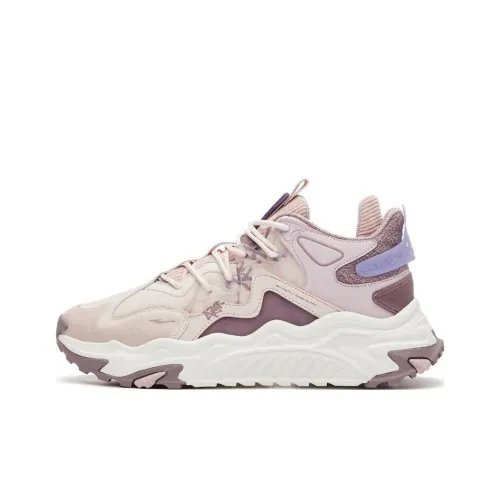 Erke Xun The FIVE Peaks Are The Only Ones Abrasion Resistant Низкий Топ Спортивная Повседневная Обувь Женская Розовая Фиолетовая