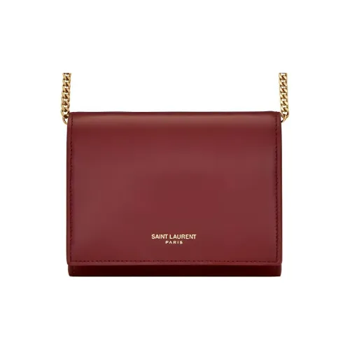 SAINT LAURENT Коровья кожа Держатель для карт Сумка через плечо Женская Ярко-красная