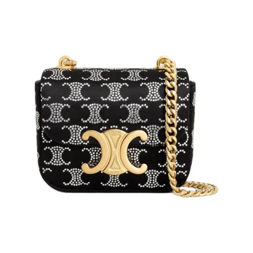 CELINE Triomphe Satin Сумка через плечо Сумка на плечо Мини Женская Черная