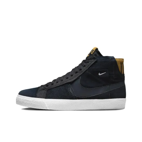 Nike Blazer Mid Slip Resistant Shock Absorbers с антискользящими свойствами и устойчивыми к истиранию MID Скейтбординг Кроссовки Черный