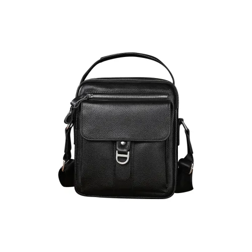 DOSRFINI Сумка из крупнозернистой текстуры кожа коровы одно плечо стандартная мужская черная