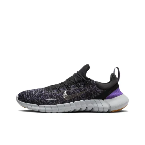 Nike Free Rn 5,0 Противоскользящий Устойчивый к износу Дышащий Низкий Топ Повседневные Беговые кроссовки Мужские Черный Фиолетовый