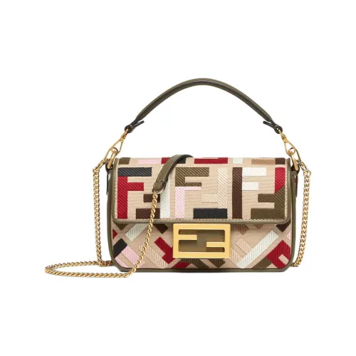 FENDI Baguette с хлопком сумка через плечо мини женская розовый многоцветный