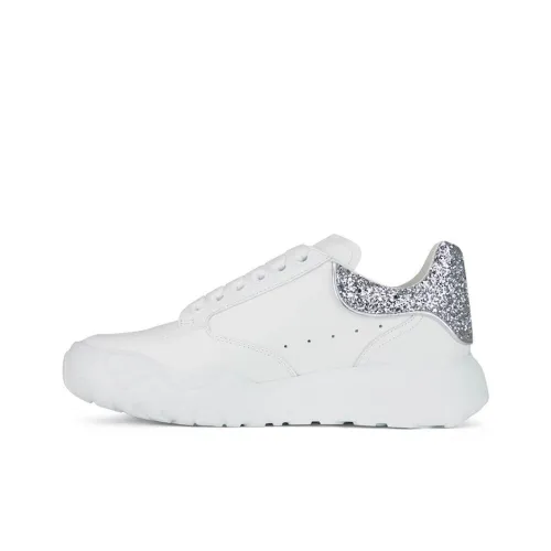 Alexander McQueen Court Trainer Блестящий розовый Корт Низкий Топ Спортивная повседневная обувь Женская Белый Серебряный