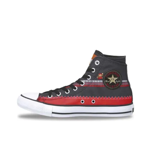 Super Mario Bros x Converse All Star SC HI Устойчивые к истиранию амортизаторы Высокие кеды Унисекс Черный Красный