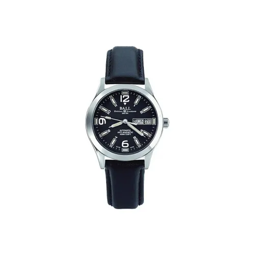 Шар Автоматический Механический Механизм Мужские Часы Часы 38 мм Синий Циферблат Нержавеющая Сталь Корпус Коровья Кожа Ремешок