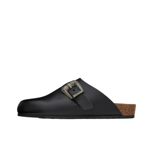 SAINT LAURENT Nichols Кожаные домашние тапочки с пэчворком Мужские Черные