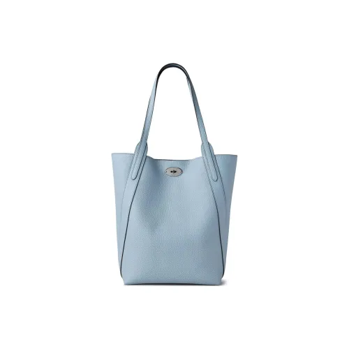 Mulberry Телячья кожа Латунь и Замша Тоут Сумка Сумка для покупок Сумка через плечо Стандартная Женская Светло-синяя