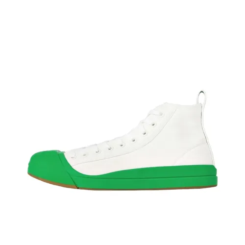 Bottega Veneta Vulcan MID Топ Стильные Скейтбординги Женские Белый Зеленый