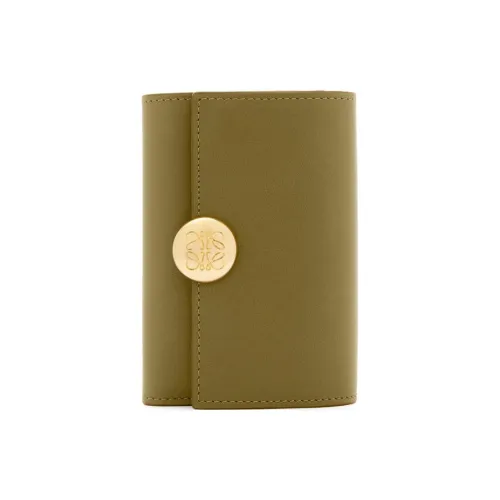 LOEWE Блестящий Наппа Телячья кожа Кошелек Маленький Женские Оливковый