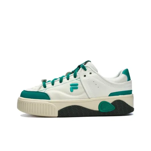 FILA STACK Slip-resistant Abrasion-resistant Lightweight Low-Top Skateboarding Shoes Women's White Green FILA STACK Противоскользящие Износостойкие Легкие Низкие Кроссовки для Скейтбординга Женские Белые Зеленые