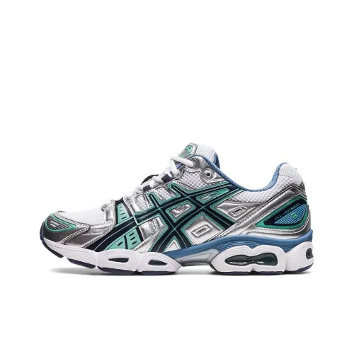 Asics Gel Nimbus 9 Low Топ Повседневная Обувь Унисекс Серебристый Черный Циан