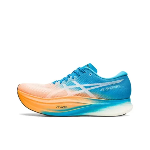 Asics Metaspeed Sky+ Low Топ Карбоновая плита Тренировочные Беговые кроссовки Унисекс Сине-оранжевый