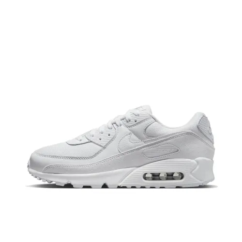 Nike Air Max 90 'Triple White' Built с Mix Materials Низкий Топ Повседневная Обувь Мужская Белая